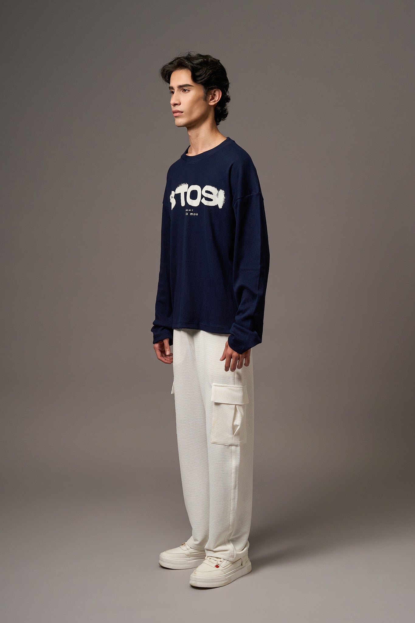 Navy Blue Ribbed T-Shirt