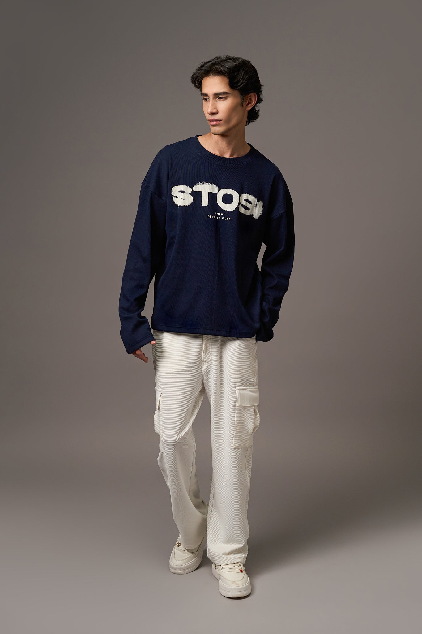 Navy Blue Ribbed T-Shirt