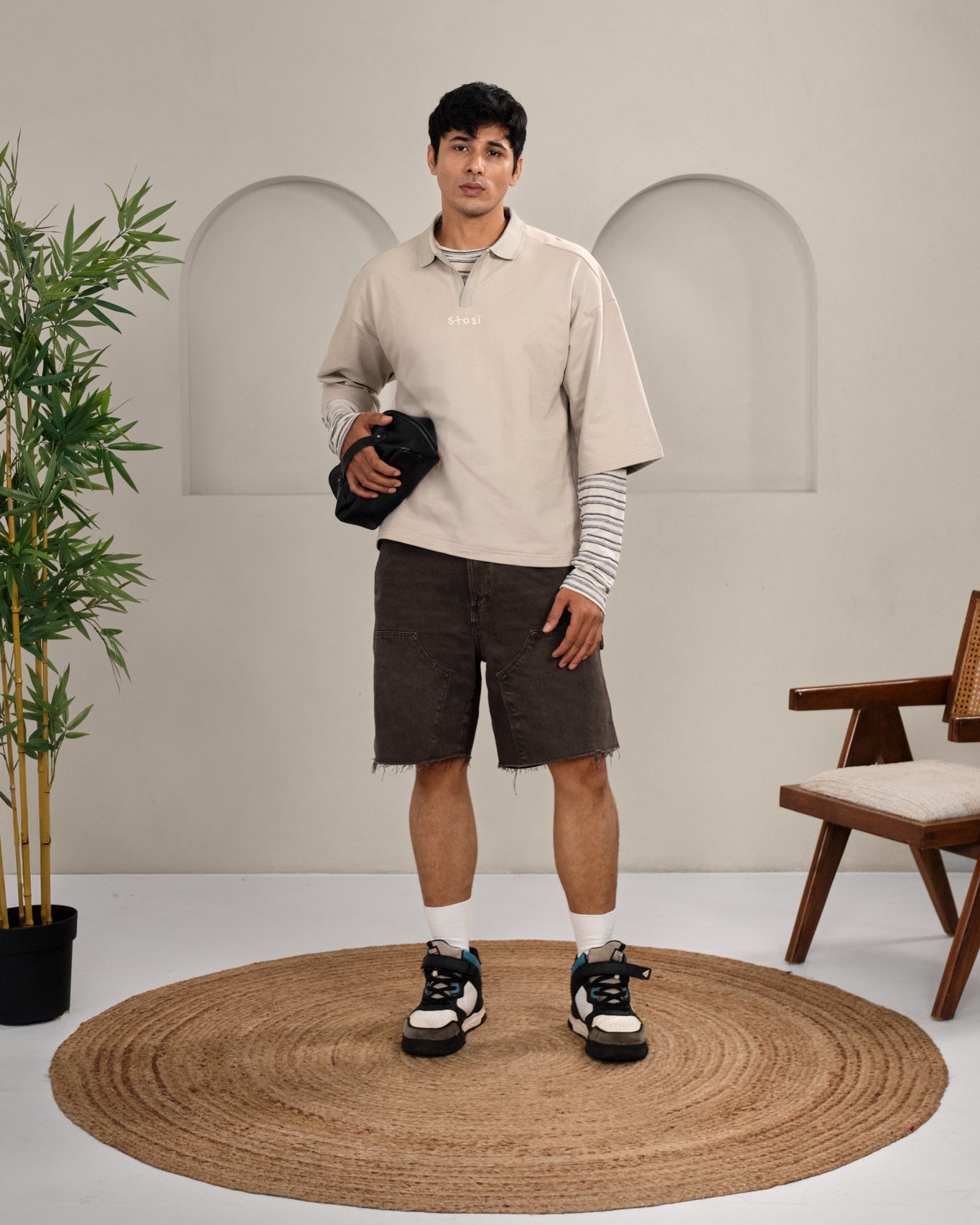 Stone Grey Oversized Polo