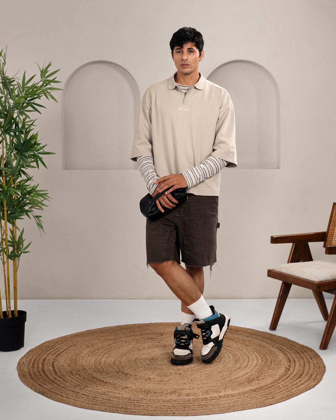 Stone Grey Oversized Polo