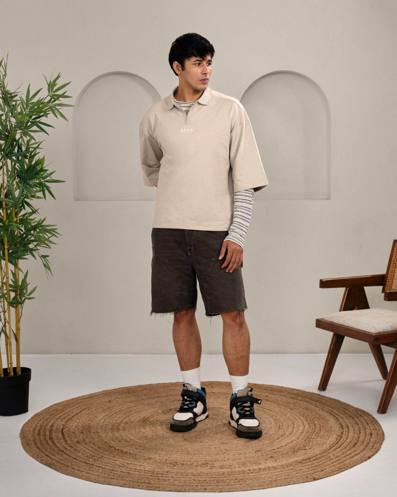 Stone Grey Oversized Polo