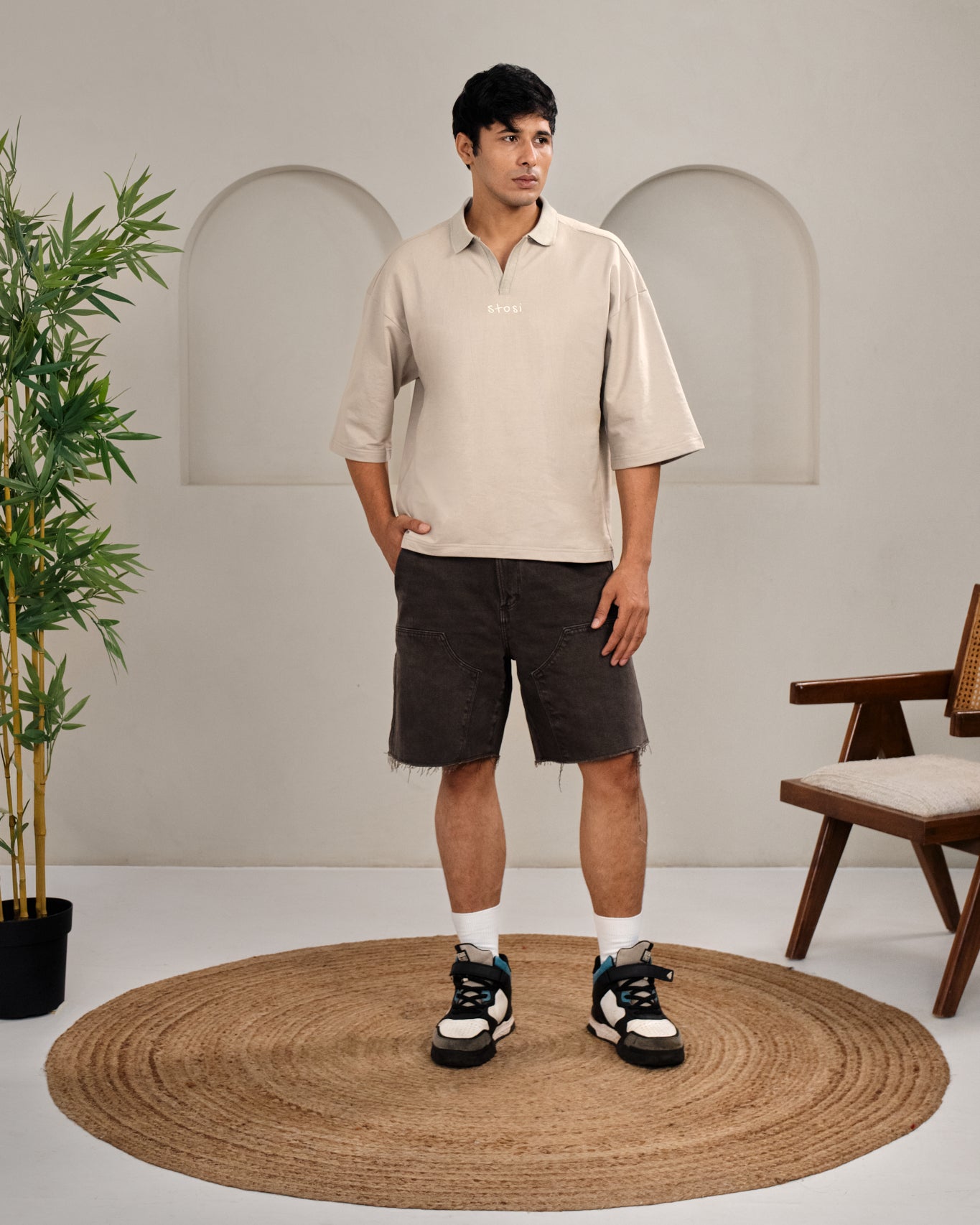 Stone Grey Oversized Polo