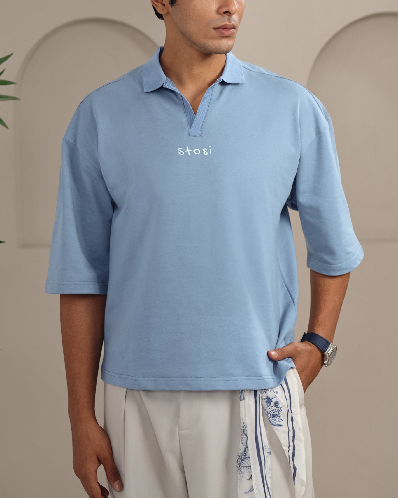 Sea Blue Oversized Polo