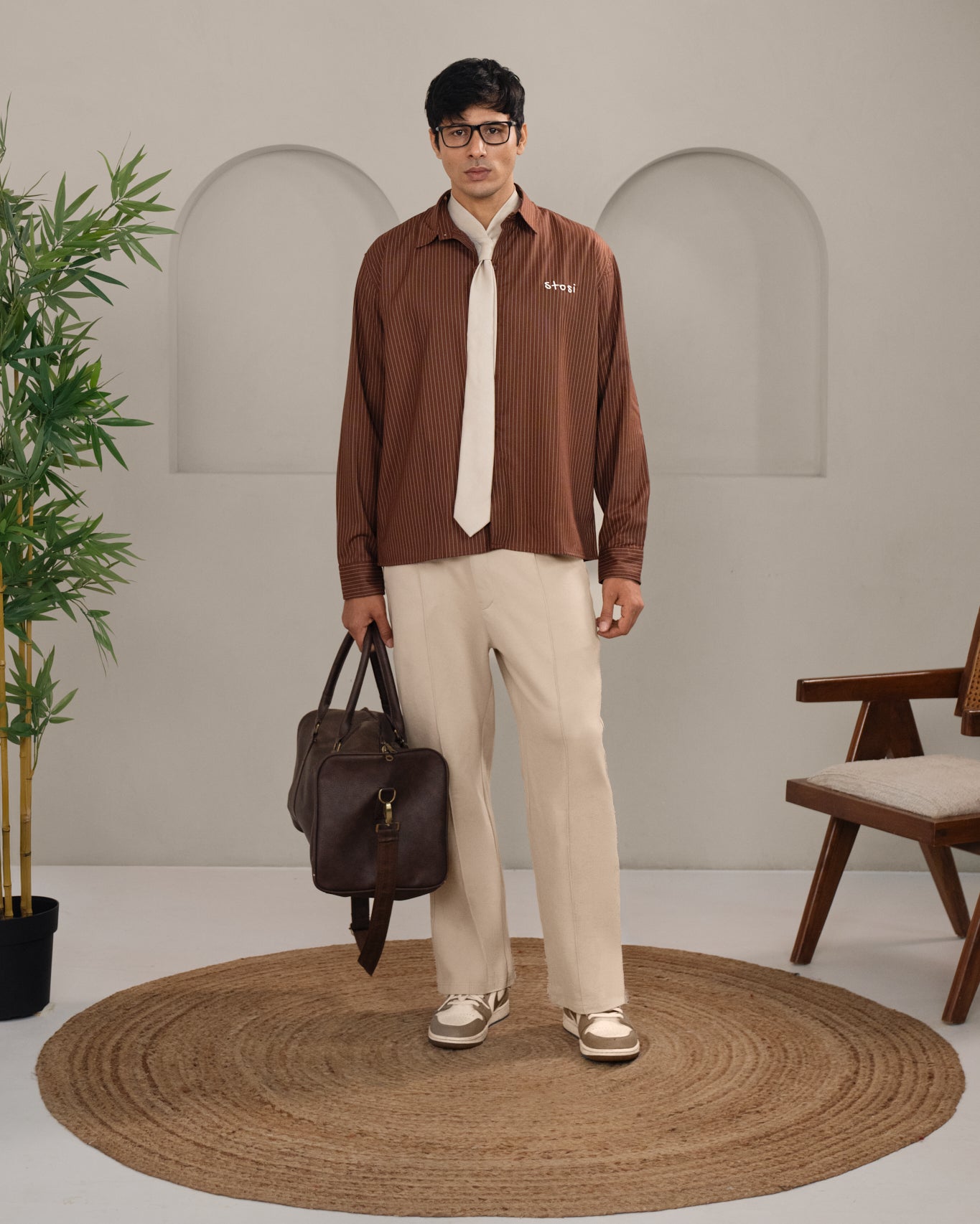 Brown Pinstripe Shirt