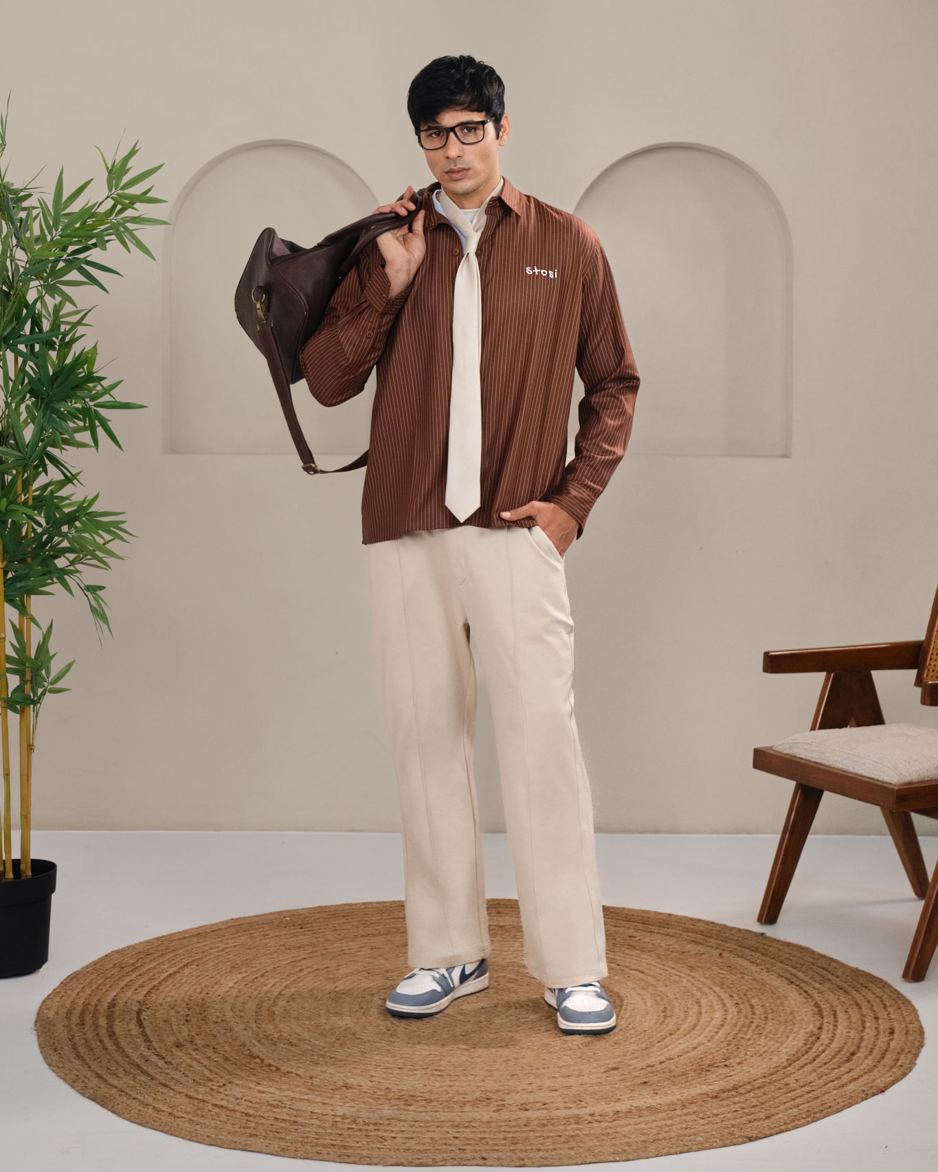 Brown Pinstripe Shirt