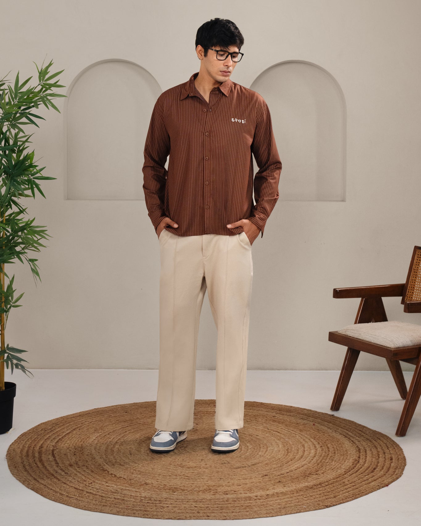 Brown Pinstripe Shirt