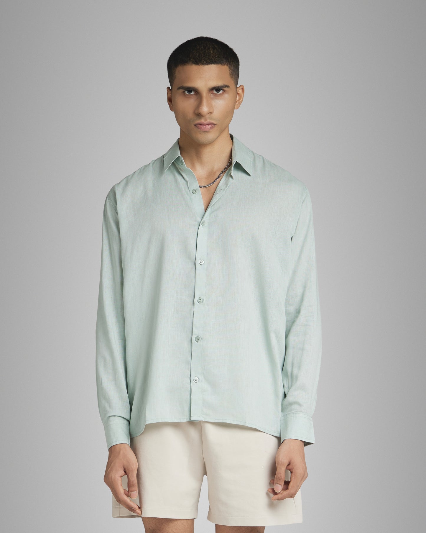 Mint Blue Linen Shirt
