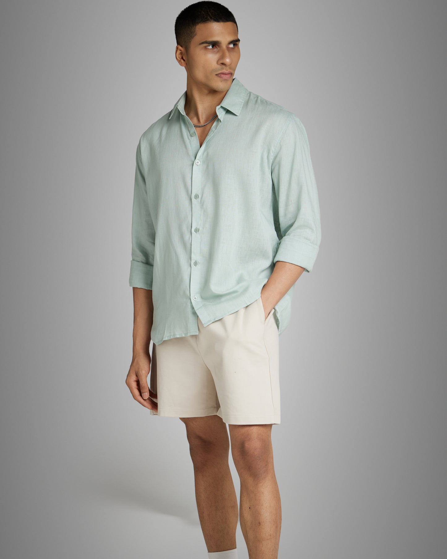 Mint Blue Linen Shirt